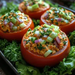 Stuffed tomatoes have a rich history in various culinary traditions, dating back centuries. This method of preparation can be traced to Mediterranean cuisine, where fresh vegetables are often filled with a mixture of meats, grains, or seafood, reflecting the region's abundant agricultural practices. The concept of stuffing vegetables not only maximizes flavor but also minimizes food waste by utilizing the entire vegetable.