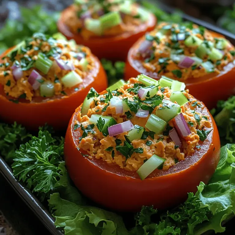 Stuffed tomatoes have a rich history in various culinary traditions, dating back centuries. This method of preparation can be traced to Mediterranean cuisine, where fresh vegetables are often filled with a mixture of meats, grains, or seafood, reflecting the region's abundant agricultural practices. The concept of stuffing vegetables not only maximizes flavor but also minimizes food waste by utilizing the entire vegetable.