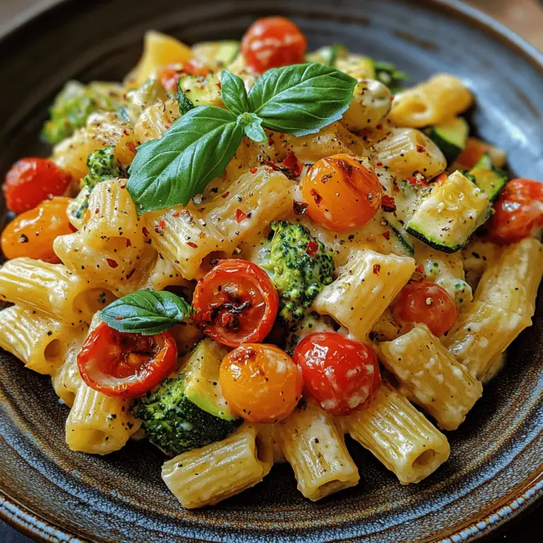 Creamy Roasted Veggie Pasta is a delightful dish that captures the essence of comfort food while incorporating the vibrant flavors of fresh, roasted vegetables. This recipe is an ideal choice for busy weeknights when time is of the essence, yet you still want to indulge in a wholesome meal. It also shines at cozy dinner parties, where its colorful presentation and rich flavors can impress guests without requiring hours of labor in the kitchen.