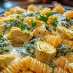 Creamy Spinach Artichoke Pasta has become a beloved dish among pasta enthusiasts and home cooks alike. Combining the rich and velvety textures associated with creamy sauces and the wholesome goodness of vegetables, this dish has earned its place in the hearts of many. Whether served as a comforting weekday meal or a delightful option for entertaining guests, this pasta dish strikes the perfect balance between indulgence and nutrition.