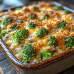 The Cheesy Broccoli Rice Casserole Delight is more than just a dish; it’s a warm embrace on a chilly evening, a staple of family gatherings, and a cherished recipe passed down through generations. This comforting, hearty casserole combines the wholesome goodness of broccoli with the creamy richness of cheese and rice, creating a delightful blend of flavors and textures that is sure to please palates of all ages. Whether served as a main course or as a side dish for special occasions, this casserole shines brightly on any dinner table.