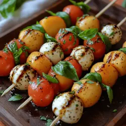 As the summer sun shines brightly and the days grow longer, our culinary cravings shift toward lighter, fresher fare that celebrates the vibrant bounty of seasonal produce. Summer salads and appetizers become the stars of our dining tables, offering a delightful way to appreciate the flavors of the season. Among the myriad of options, Peach Caprese Salad Skewers stand out, providing a refreshing twist on the classic Caprese salad. This innovative dish artfully combines the juicy sweetness of ripe peaches with the creamy richness of fresh mozzarella and the bright acidity of cherry tomatoes, all elevated by aromatic basil and a drizzle of balsamic glaze. Perfect for warm-weather gatherings, these skewers not only tantalize the taste buds but also create a visual feast with their vibrant colors.