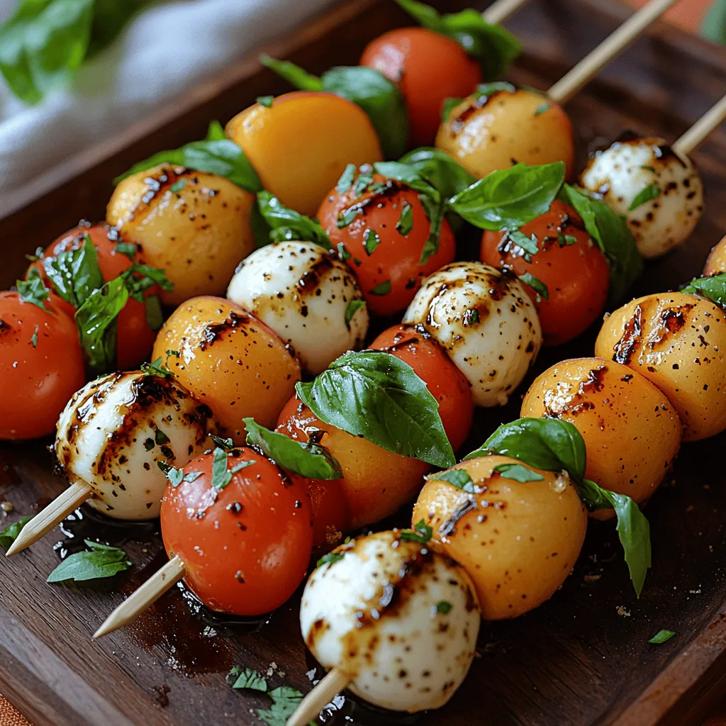 As the summer sun shines brightly and the days grow longer, our culinary cravings shift toward lighter, fresher fare that celebrates the vibrant bounty of seasonal produce. Summer salads and appetizers become the stars of our dining tables, offering a delightful way to appreciate the flavors of the season. Among the myriad of options, Peach Caprese Salad Skewers stand out, providing a refreshing twist on the classic Caprese salad. This innovative dish artfully combines the juicy sweetness of ripe peaches with the creamy richness of fresh mozzarella and the bright acidity of cherry tomatoes, all elevated by aromatic basil and a drizzle of balsamic glaze. Perfect for warm-weather gatherings, these skewers not only tantalize the taste buds but also create a visual feast with their vibrant colors.