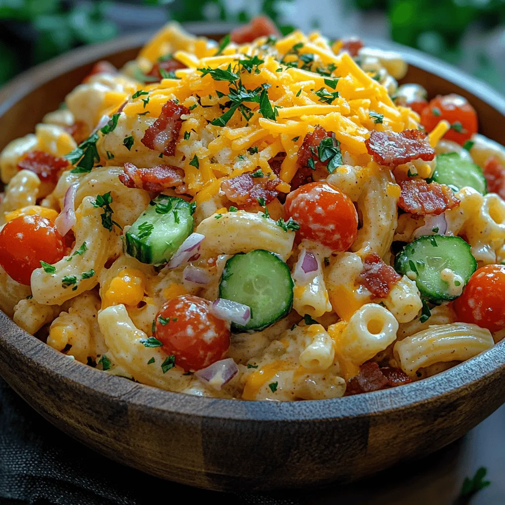 Macaroni salad has long been a staple side dish at picnics, barbecues, and family gatherings, known for its delightful balance of flavors and textures. It’s a comforting dish that appeals to both kids and adults, making it an ideal companion for grilled meats or a simple standalone meal. What sets this recipe apart is the addition of creamy ranch dressing and crispy bacon, transforming the traditional macaroni salad into a rich and flavorful experience. The creamy ranch dressing adds a zesty kick, while the crispy bacon provides a satisfying crunch, creating a dish that’s both indulgent and refreshing.