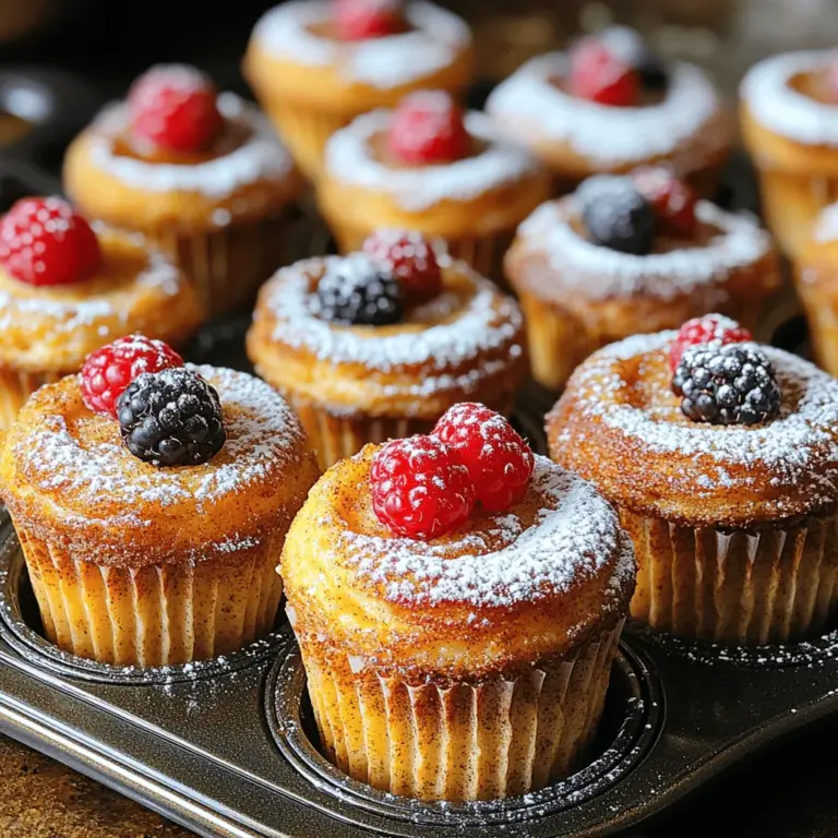 If you are someone who cherishes the warmth and comfort of a homemade breakfast, then Baked Cinnamon French Toast Muffins are sure to become a staple in your kitchen. This innovative twist on a classic favorite combines the rich, familiar flavors of French toast with the convenience and portability of a muffin. Imagine biting into a fluffy, cinnamon-infused muffin that tastes just like your favorite French toast, but without the need for a fork and knife. Perfect for busy mornings or leisurely weekend brunches, these muffins offer a delightful way to enjoy a beloved dish while also providing easy portion control.
