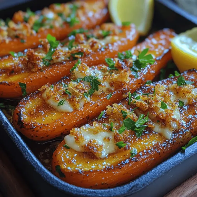 Garlic Parmesan Crispy Carrots are a delightful and nutritious side dish that can elevate any meal with their vibrant flavors and appealing texture. This recipe transforms ordinary carrots into a gourmet experience, making it an excellent choice for family dinners, holiday gatherings, or casual get-togethers with friends. The combination of savory garlic, rich Parmesan, and the natural sweetness of the carrots creates a harmonious balance that is sure to please even the pickiest eaters.