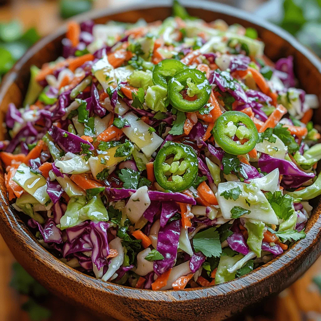 Crisp, vibrant, and bursting with flavor, Zesty Cilantro Lime Crunch Slaw is more than just a side dish; it's a celebration of fresh ingredients and bold tastes. This slaw has its roots in classic coleslaw, which has been a staple in American cuisine for centuries, often served at barbecues, picnics, and family gatherings. However, this recipe elevates the traditional slaw by incorporating zesty lime, fresh cilantro, and a delightful crunch that makes it a perfect accompaniment to any meal, particularly grilled dishes and tacos.