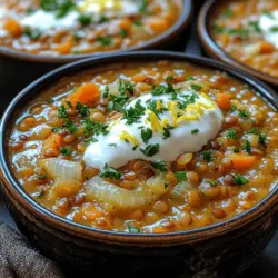 In the world of comfort food, few dishes are as satisfying and nourishing as a warm bowl of soup. This Creamy Garlic Lentil Soup combines the earthy richness of lentils with the aromatic flavors of garlic and spices, creating a dish that is not only delicious but also packed with nutrition. As the temperatures drop and the days become shorter, there’s nothing quite like curling up with a steaming bowl of this hearty soup. Ideal for both casual weeknight dinners and special gatherings, this recipe is a delightful way to incorporate plant-based ingredients into your diet. Let’s dive deeper into the wonderful world of this creamy, wholesome soup.