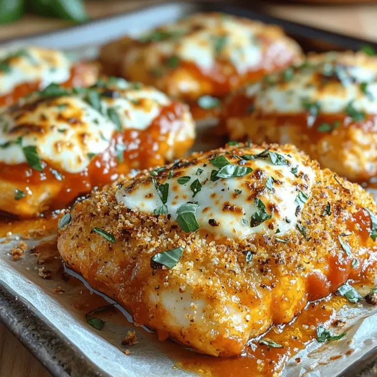 Chicken Parmesan, a beloved staple in Italian-American cuisine, has captured the hearts (and appetites) of many. This comforting dish combines tender, breaded chicken cutlets with rich marinara sauce and gooey cheese, creating a delightful fusion of flavors and textures. The traditional preparation often involves frying, which can be both time-consuming and less health-conscious. However, our easy baked version of Chicken Parmesan transforms this classic into a lighter, more accessible recipe without sacrificing any of the deliciousness. Perfect for busy weeknight dinners or special occasions, this Cheesy Delight offers a comforting, satisfying meal that can please both family and guests alike.