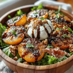 In the world of culinary delights, seasonal salads reign supreme, offering a vibrant medley of fresh ingredients that tantalize the taste buds and please the eye. The Roasted Peach and Burrata Salad stands out as a quintessential summer dish, combining the sweet, juicy essence of peaches with the rich creaminess of burrata cheese. This salad perfectly encapsulates the joy of summer, making it an ideal choice for both casual gatherings and elegant dinner parties. The marriage of flavors and textures—sweet, savory, creamy, and crunchy—creates a delightful experience that is not only delicious but also visually stunning.