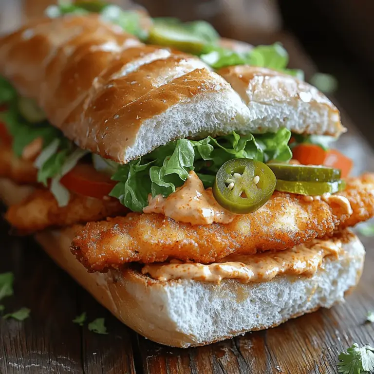 The Spicy Cajun Catfish Po’ Boy is not just a meal; it’s a celebration of the rich culinary heritage of Louisiana. This iconic sandwich, deeply rooted in the culture of New Orleans, is a perfect embodiment of the vibrant flavors and textures that Cajun cuisine is known for. Traditionally served on a crusty French baguette, the Po’ Boy is filled with crispy fried catfish, dressed with fresh vegetables, and often slathered in a zesty sauce. The combination of spicy seasoning, flaky fish, and crunchy toppings creates a delightful experience for the senses.