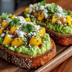 In recent years, the culinary world has witnessed an explosion in the popularity of avocado toast. This simple yet delicious dish has transformed from a humble breakfast option to a trendy staple in cafes and homes around the globe. Its creamy texture and rich flavor have made it a favorite for food enthusiasts and health-conscious eaters alike. Adding a unique twist to this beloved classic, the Tropical Bliss Mango Avocado Toast combines the creamy goodness of ripe avocados with the sweet and tangy flavor of fresh mango, creating a refreshing delight that tantalizes the taste buds.