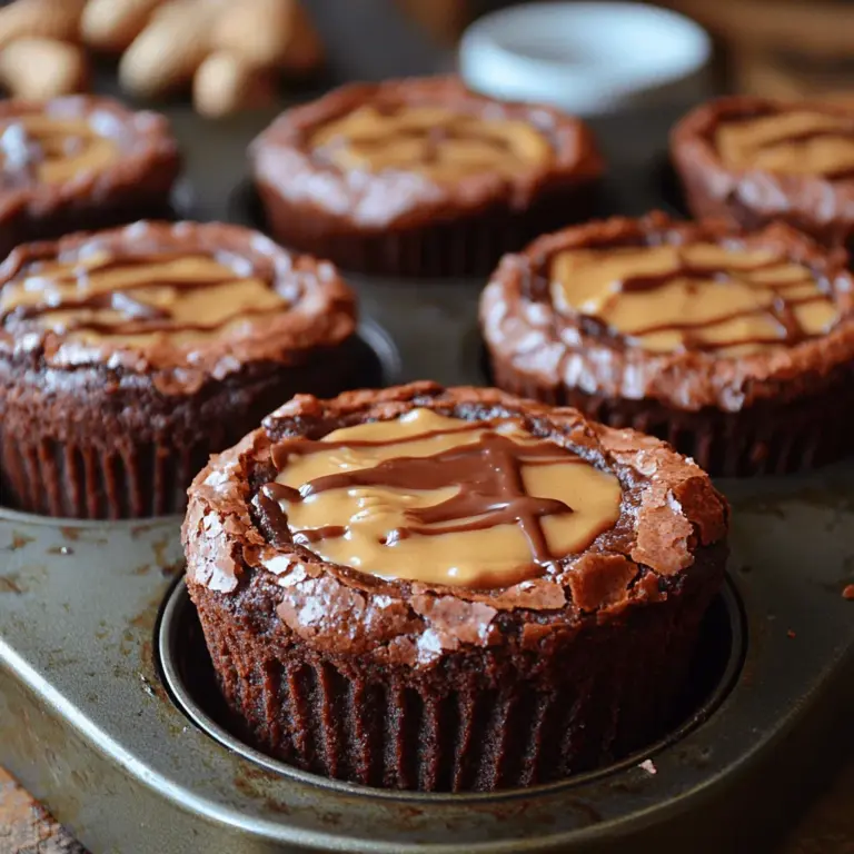 If you're on the hunt for a delightful dessert that combines two cherished flavors—rich chocolate and creamy peanut butter—then you're in for a treat with these Decadent Peanut Butter Brownie Cups. This recipe takes the classic brownie and elevates it to new heights by adding a luscious layer of peanut butter, resulting in a dessert that not only satisfies a sweet tooth but also offers a delightful contrast of textures. The origins of brownies can be traced back to the United States in the late 19th century, where they emerged as a simpler alternative to cakes. As the years went by, variations began to pop up across the culinary landscape, with the addition of peanut butter giving this treat a contemporary twist that has made it a favorite among dessert lovers.