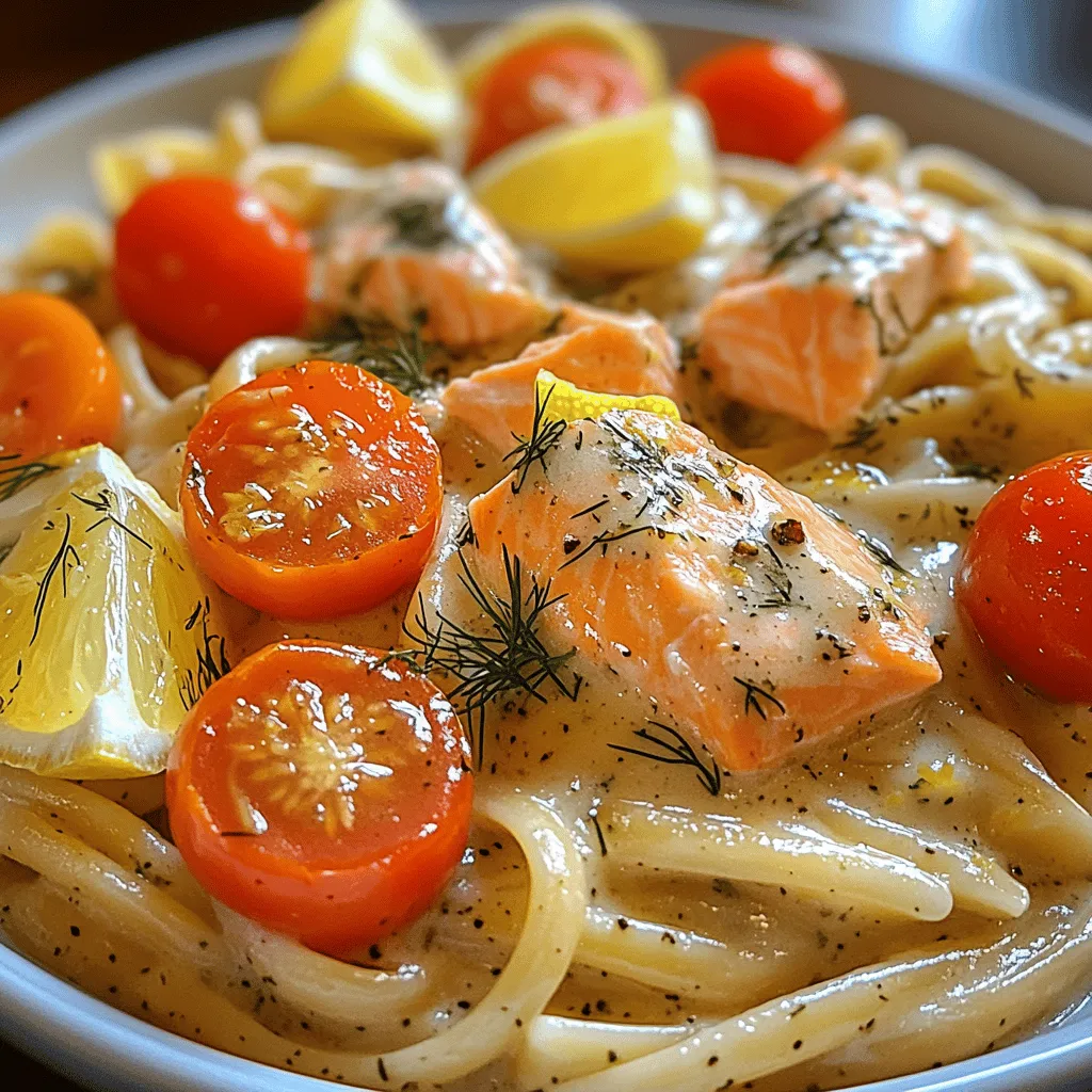 Discover the delightful combination of flavors in Lusciously Creamy Lemon Dill Salmon Pasta. This dish brings together the richness of salmon, the brightness of lemon, and the aromatic touch of dill, all enveloped in a creamy sauce that beautifully coats each strand of pasta. Whether you're preparing a quick weeknight dinner or hosting a special occasion, this recipe is perfect for any setting. Not only is it simple to make, but it also provides a wealth of nutrients that your body will appreciate. Let's dive into the ingredients, preparation steps, and the unique qualities that make this dish a must-try.