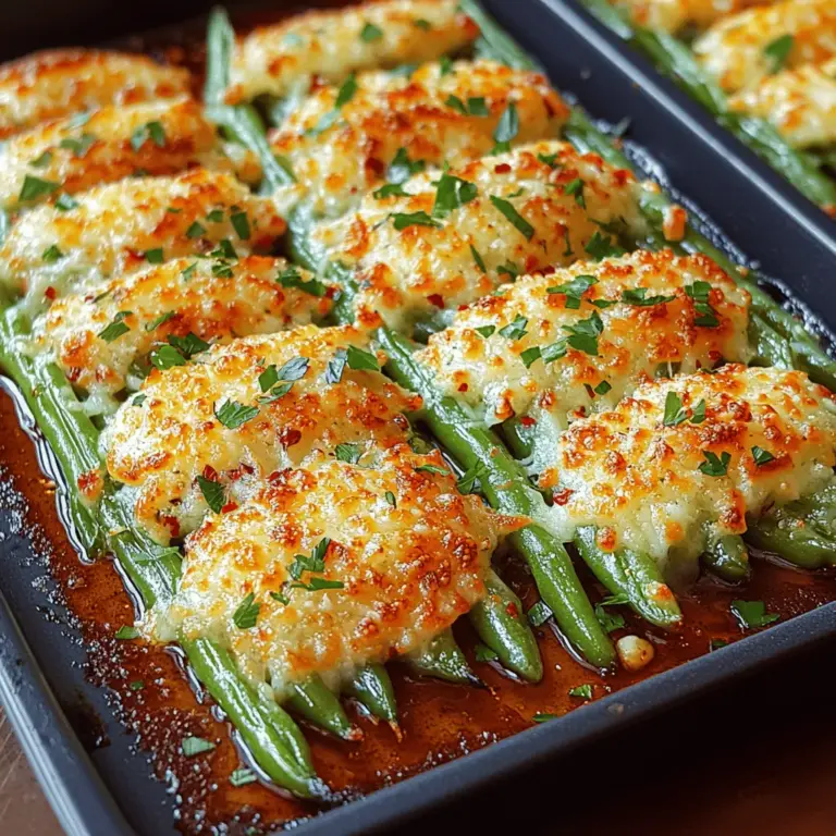Green beans, often celebrated for their versatility and vibrant green hue, have earned a beloved spot in kitchens around the world. Known scientifically as Phaseolus vulgaris, these beans are not only aesthetically pleasing but also remarkably nutritious, packed with vitamins A, C, and K, as well as fiber and antioxidants. Their ability to complement a variety of dishes—from stir-fries to casseroles—makes them a staple ingredient in numerous culinary traditions. However, when enhanced with the savory combination of garlic and Parmesan cheese, green beans transform into a crispy, flavorful side dish that elevates any meal. This delightful recipe for Crispy Garlic Parmesan Green Beans is not just easy to prepare but also promises to impress family and guests alike, making it an ideal choice for weeknight dinners or festive gatherings.