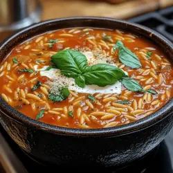 Creamy Tomato Orzo Soup with Basil Kiss: A Comforting Bowl of Goodness