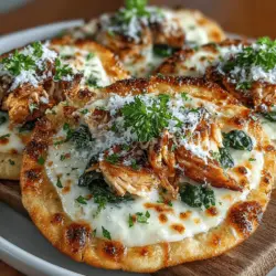 Mini Chicken Alfredo Flatbread Pizzas are an exciting twist on traditional pizza that combines the creamy richness of Alfredo sauce with tender chicken and a variety of delicious toppings. This dish has quickly gained popularity among home cooks—thanks to its quick preparation time, ease of customization, and ability to satisfy a range of taste preferences. Whether you’re hosting a family dinner, gearing up for a game day feast, or simply enjoying a casual gathering with friends, these flatbread pizzas offer a delightful and satisfying meal option that can be prepared in a matter of minutes.