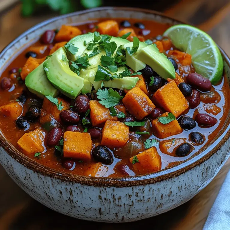 Sweet Potato Chili Bowls with Avocado is not just a meal; it’s a celebration of flavors, textures, and health benefits that provides comfort and nourishment in every bite. This dish combines the earthiness of sweet potatoes and beans with the zesty freshness of avocado, creating a satisfying bowl that appeals to a wide range of palates. Whether you’re seeking a warm meal on a chilly evening or a wholesome lunch option, these chili bowls are versatile enough to cater to various dietary preferences, including vegan and gluten-free diets.
