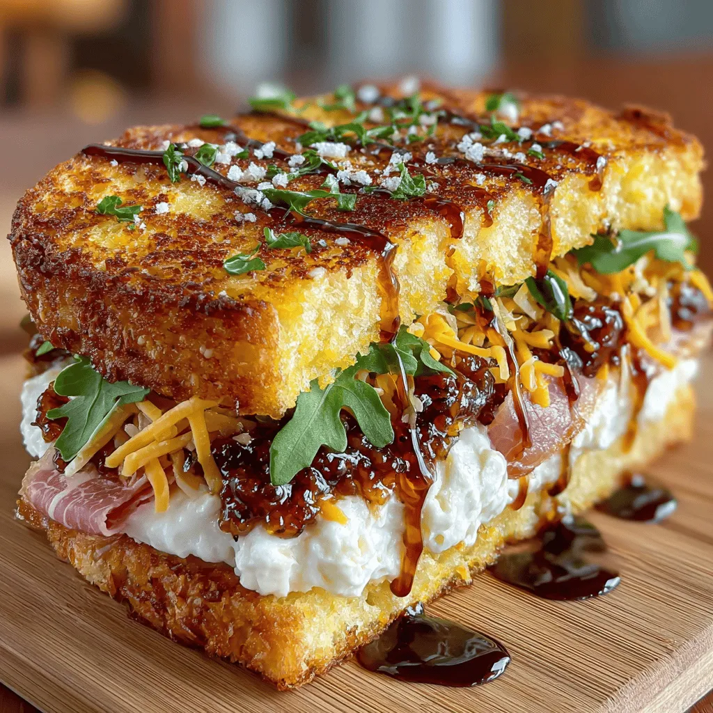 The Grilled Fig Jam Sandwich Melt is a culinary delight that seamlessly blends sweet and savory flavors, making it an exceptional choice for a quick lunch or an elegant brunch. Imagine biting into crispy, golden-brown sourdough bread, only to discover a luxurious interior packed with creamy goat cheese, sharp cheddar, and delicately sliced prosciutto. The sweetness of fig jam ties these elements together, creating a harmonious balance that is both satisfying and sophisticated.