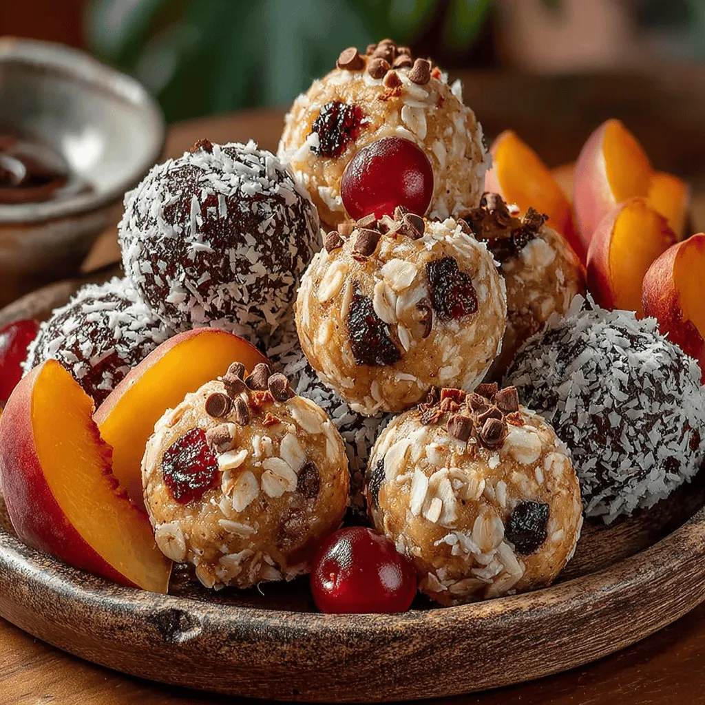 In today’s fast-paced world, finding healthy snacks that are both convenient and delicious can sometimes feel like a challenge. Enter energy bites—a delightful combination of wholesome ingredients that are perfect for quick fueling throughout the day. These bite-sized snacks have surged in popularity, appealing to health-conscious individuals seeking alternatives to processed options. Among the myriad of recipes available, <strong>No-Bake Peach Energy Bites</strong> stand out as a particularly refreshing treat, marrying the sweetness of ripe peaches with a medley of nutritious ingredients.” /></p>
</p>
<h2>Step-by-Step Instructions</h2>
</p>
<p>Creating No-Bake Peach Energy Bites is a simple and enjoyable process. Here’s a detailed guide to help you prepare these delicious snacks.</p>
</p>
<h3>Preparation of the Peaches</h3>
</p>
<p>The success of your No-Bake Peach Energy Bites hinges on fresh, ripe peaches. Begin by selecting peaches that are slightly soft to the touch and have a fragrant aroma. This indicates that they are sweet and juicy, perfect for the recipe.</p>
</p>
<p>1. <strong>Wash the Peaches</strong>: Rinse the peaches under cool running water to remove any dirt or residues.</p>
<p>2. <strong>Peel and Dice</strong>: Using a sharp knife, cut around the pit and twist to separate the halves. Remove the pit, then peel the skin off if desired (the skin can be left on for added fiber). Chop the peach flesh into small, bite-sized pieces, about 1/4 inch in size. Set aside, ensuring they are well-drained to avoid excess moisture in your mixture.</p>
</p>
<h3>Mixing the Base</h3>
</p>
<p>Next, we’ll create the base for the energy bites. This mixture will provide the structure and flavor.</p>
</p>
<p>1. <strong>Combine the Dry Ingredients</strong>: In a large mixing bowl, combine rolled oats, ground flaxseed, and any spices you desire (such as cinnamon or nutmeg). This dry mix will help bind your energy bites while offering nutritional benefits.</p>
<p>2. <strong>Add the Wet Ingredients</strong>: In a separate bowl, mix together your choice of nut butter (like almond or peanut butter) and honey or maple syrup. Stir until smooth and well-combined; this will act as the glue for your energy bites.</p>
<p>3. <strong>Mix Together</strong>: Gradually add the wet mixture to the dry ingredients, stirring continuously. The goal is to achieve a thick, dough-like consistency that can hold together when pressed.</p>
</p>
<h3>Incorporating the Peaches</h3>
</p>
<p>Now that your base is ready, it’s time to fold in the peaches.</p>
</p>
<p>1. <strong>Gentle Folding</strong>: Carefully add the diced peaches to the mixture. Use a spatula or wooden spoon to gently fold the fruit into the dough. Be cautious not to over-mix, as you want to retain the integrity of the peach pieces, adding bursts of flavor in each bite.</p>
<p>2. <strong>Adjust Texture</strong>: If the mixture feels too wet, you can add a little more rolled oats or ground flaxseed to balance it out.</p>
</p>
<h3>Forming the Bites</h3>
</p>
<p>The next step is shaping the mixture into bite-sized snacks.</p>
</p>
<p>1. <strong>Roll the Bites</strong>: With clean hands, take about a tablespoon of the mixture and roll it into a ball. The energy bites should be about the size of a golf ball. If the mixture sticks to your hands, dampen them slightly with water or spray with a little cooking oil for easier handling.</p>
<p>2. <strong>Uniform Size</strong>: To ensure even cooking and portion control, you can use a small cookie scoop to measure out the bites. This method also helps maintain consistency in size.</p>
</p>
<h3>Chilling Process</h3>
</p>
<p>Once shaped, the energy bites need some time to chill.</p>
</p>
<p>1. <strong>Refrigerate</strong>: Place the rolled energy bites on a lined baking sheet or plate. Cover them with plastic wrap or a lid and refrigerate for at least 30 minutes. This chilling period helps the bites firm up, making them easier to eat and enhancing their texture.</p>
<p>2. <strong>Optional Freezing</strong>: For longer storage, you can freeze the bites instead. Just place them in a single layer on a baking sheet until frozen, then transfer them to an airtight container or freezer bag.</p>
</p>
<h2>Nutritional Information</h2>
</p>
<p>These No-Bake Peach Energy Bites are not only delicious but also packed with health benefits.</p>
</p>
<p>– <strong>Caloric Breakdown</strong>: Each energy bite contains approximately 80-100 calories, depending on the specific ingredients used. They are rich in carbohydrates from oats and natural sugars from peaches, providing a quick energy boost.</p>
<p>– <strong>Key Nutrients</strong>: Each serving contains healthy fats from nut butter, fiber from oats and flaxseed, and vitamins from peaches. This combination supports sustained energy levels and overall health.</p>
<p>– <strong>Portion Control</strong>: While these bites are nutritious, it’s essential to practice portion control. Enjoy one or two bites as a snack or pre-workout fuel to maintain a balanced diet.</p>
</p>
<h2>Serving Suggestions and Variations</h2>
</p>
<p>There are numerous ways to enjoy these versatile energy bites.</p>
</p>
<p>– <strong>Snack Time</strong>: These bites make a great on-the-go snack, perfect for busy days or midday cravings. Pair them with a piece of fruit or yogurt for a more substantial snack.</p>
<p>– <strong>Pre-Workout Fuel</strong>: The blend of carbohydrates and healthy fats provides an excellent energy source before a workout, helping to boost your performance.</p>
<p>– <strong>Dessert Alternative</strong>: For a healthier take on dessert, enjoy these energy bites after dinner or as a sweet treat in the afternoon.</p>
</p>
<h3>Ingredient Substitutions</h3>
</p>
<p>To cater to dietary preferences and restrictions, consider the following substitutions:</p>
</p>
<p>– <strong>Nut Butters</strong>: If you have nut allergies, sunflower seed butter or tahini can be excellent alternatives.</p>
<p>– <strong>Sweeteners</strong>: Adjust the sweetness level by using agave nectar or stevia as substitutes for honey or maple syrup.</p>
</p>
<h3>Variations to Try</h3>
</p>
<p>Experimentation with flavors can keep the recipe exciting. Here are a few suggestions:</p>
</p>
<p>– <strong>Different Fruits</strong>: Swap out peaches for other fruits like mango, berries, or even dried fruits like cranberries or apricots.</p>
<p>– <strong>Add Spices</strong>: Enhance the flavor profile with spices such as vanilla extract, ginger, or cardamom for an aromatic touch.</p>
<p>– <strong>Choco-Chip Version</strong>: For a chocolate lover, consider adding dark chocolate chips or cacao nibs to the mixture.</p>
</p>
<h2>Storage and Shelf Life</h2>
</p>
<p>To maintain the freshness of your No-Bake Peach Energy Bites:</p>
</p>
<p>1. <strong>Storage</strong>: Place the bites in an airtight container in the refrigerator. This method keeps them fresh for up to one week.</p>
<p>2. <strong>Freezing</strong>: If you plan to store them longer, you can freeze the bites. They will last for about three months in the freezer. Just remember to thaw them in the refrigerator before enjoying.</p>
<p>3. <strong>Signs of Spoilage</strong>: Always check for off-smells or unusual textures. If the bites have developed an odd odor or appearance, it’s best to discard them.</p>
</p>
<h2>Conclusion</h2>
</p>
<p>No-Bake Peach Energy Bites are not only a delicious treat but also a nutritious snack option that is easy to prepare. Packed with vitamins and healthy fats, they provide a convenient energy boost for any time of the day. By using fresh, seasonal peaches, you can enhance the flavor and nutritional value of these bites.</p>
</p>
<p>We encourage you to try making these energy bites at home to enjoy a healthy, convenient snack that satisfies your sweet tooth without the guilt. Embrace the joy of cooking with fresh ingredients and let these No-Bake Peach Energy Bites become a staple in your snacking routine.</p>
</div>