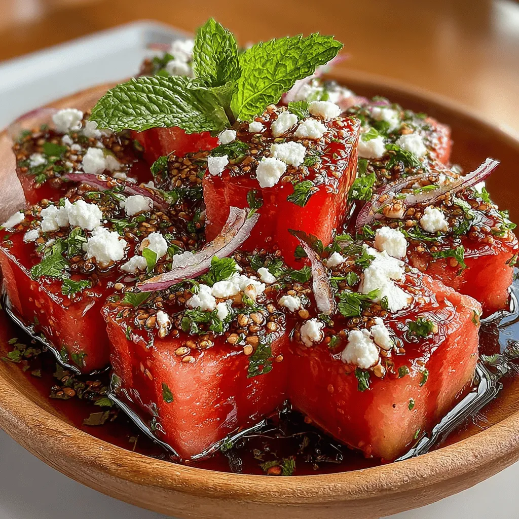 In the heart of summer, when the sun shines bright and the days are long, nothing is quite as refreshing as a vibrant salad that captures the essence of the season. The Zesty Watermelon Feta Salad with Mint is a delightful dish designed to bring a burst of color and flavor to your table. This salad combines the sweetness of perfectly ripe watermelon with the saltiness of creamy feta cheese and the coolness of fresh mint, creating a harmonious blend of tastes and textures. Not only is it a feast for the eyes, but it also serves as a treat for the palate, making it an ideal choice for summer barbecues, picnics, or light lunches.