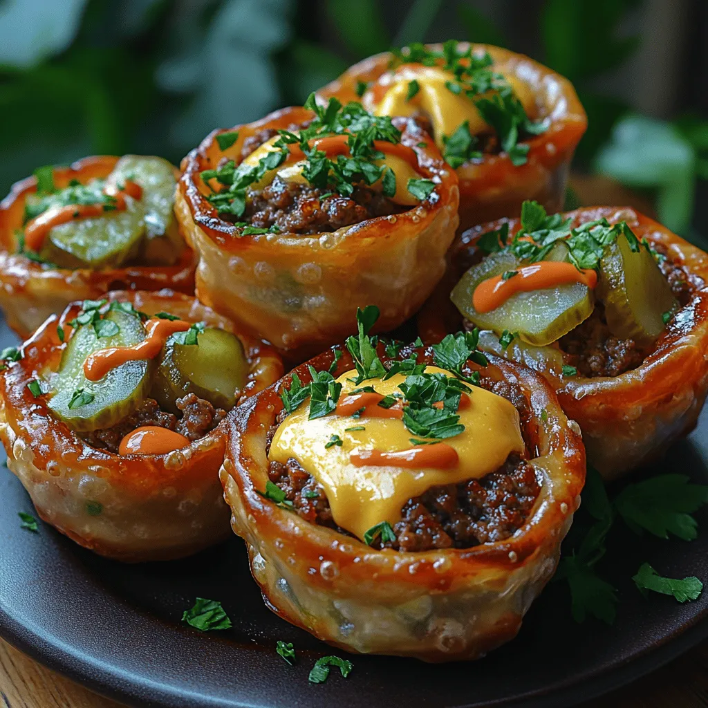 Mini cheeseburger stuffed wonton cups are a delightful twist on traditional comfort food, merging the beloved flavors of a classic cheeseburger with the light, crispy texture of wonton wrappers. This innovative recipe is perfect for a variety of occasions—be it a casual gathering, a lively game day, or a cozy family dinner. These bite-sized creations not only offer a fun and interactive way to enjoy a classic favorite, but they also allow for customization, catering to various tastes and dietary preferences.