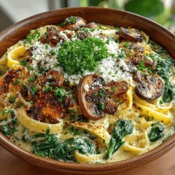 Savory Spinach & Mushroom Delight Pasta