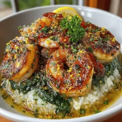 Zesty Lemon Garlic Shrimp with Spinach Rice Recipe