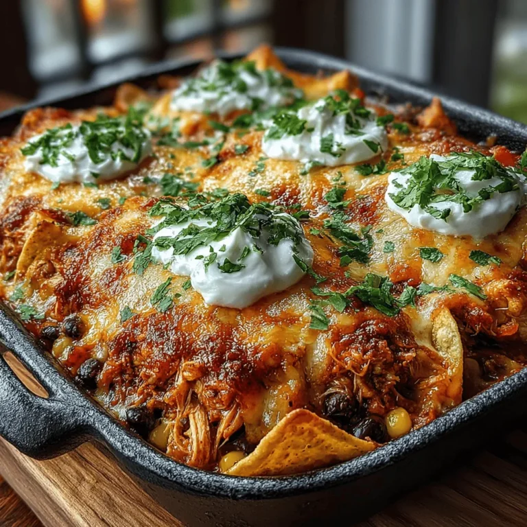 Enchiladas have long been a beloved staple of Mexican cuisine, celebrated for their rich flavors and comforting characteristics. The concept of layering ingredients in a casserole form takes this classic dish to a new level of convenience and heartiness. Enter the Savory Chicken Enchilada Casserole—an easy-to-make, family-friendly meal that embodies all the warmth and satisfaction of traditional enchiladas, but with the added bonus of being a one-dish wonder. Perfect for busy weeknights or as a crowd-pleaser at gatherings, this casserole allows home cooks to serve a delicious, homemade meal without the stress of rolling individual enchiladas.