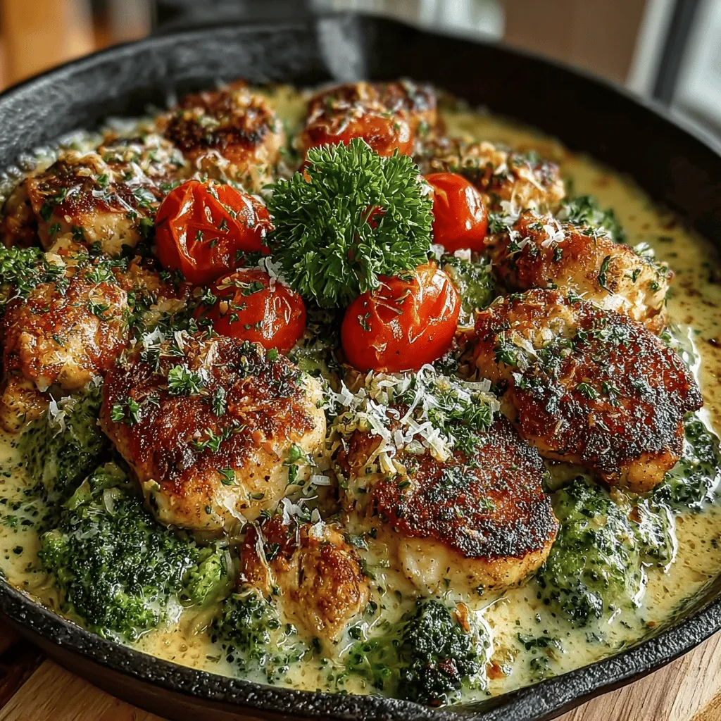 Creamy Chicken and Broccoli Skillet Delight is a perfect solution for those evenings when time is limited but a nourishing meal is still desired. This one-pan dish seamlessly brings together succulent pieces of chicken, vibrant broccoli, and a rich, creamy sauce, making it not only a treat for the taste buds but also a feast for the eyes. The appeal of this recipe lies in its simplicity; it's quick to prepare, allowing busy individuals and families to enjoy a wholesome meal without spending hours in the kitchen.